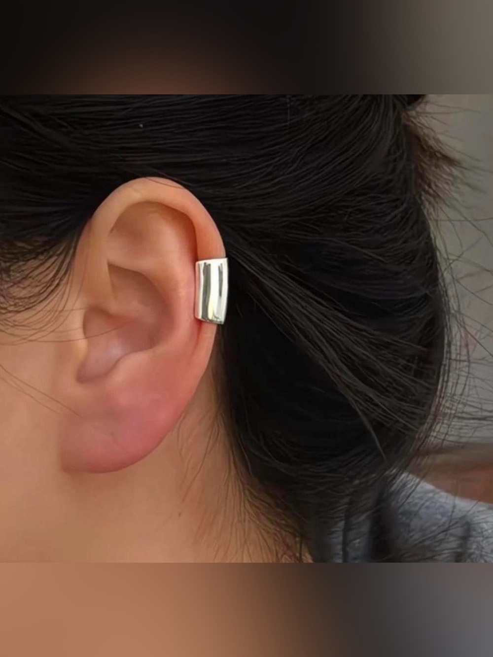 Minimalist Modern Polished Silver Ear Cuff